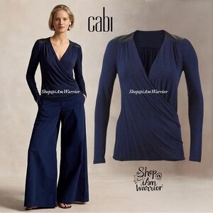 CAbi drape top with faux leather shoulder top *shop@iamwarrior